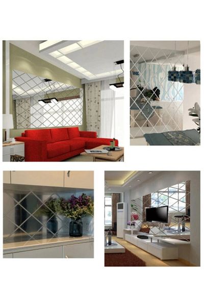 OEM Set de 58 de oglinzi acrilice din PVC, autoadezive pentru decorarea pereților, 100 x 100 cm, Premium