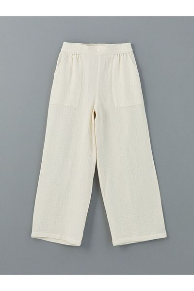 LC Waikiki New Season Elastic Waist Muslin Girls' Trousers - S5G086Z4