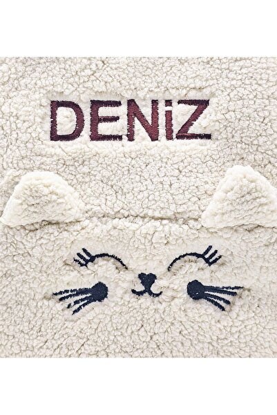 Tosbiş [ KİŞİYE ÖZEL İSİMLİ ] Kedicik Krem (FİGÜR+İSİM) 0-8 Yaş Çocuk Sırt Çantası, Anaokulu -kreş