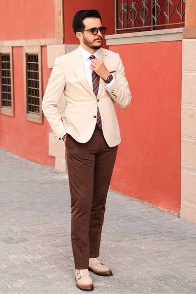 Avni Ceylan Lux Italian Style Men's Suit Classic and Modern Style in One Dark Brown