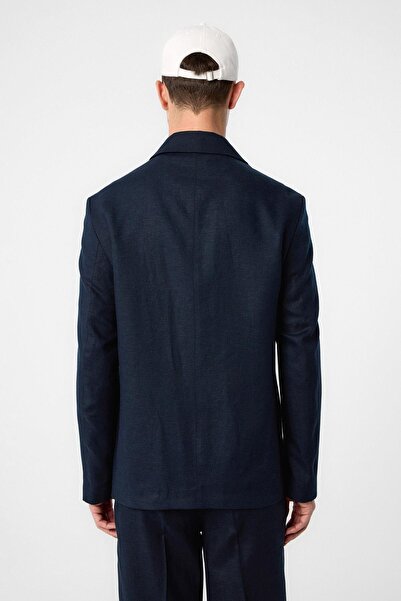 Antioch Navy Blue Relax Fit Linen Blended Men's Blazer Jacket