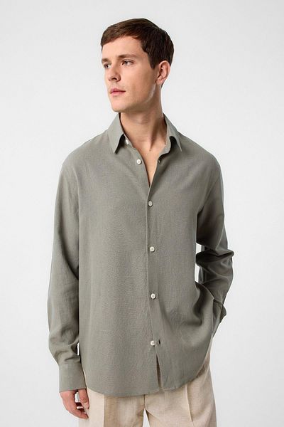 Antioch Khaki Relax Fit Linen Blended Men's Shirt