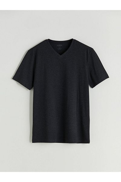 LC Waikiki New Season V-Neck Short Sleeve Combed Cotton Men's T-Shirt - S52843Z8
