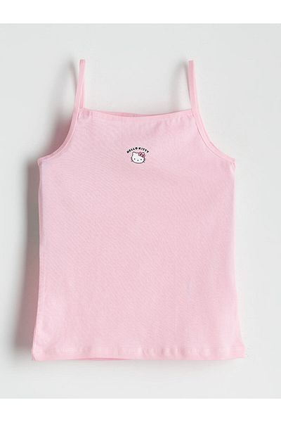 LC Waikiki Pink Square Collar Hello Kitty Printed Girl's Undershirt 2-Piece