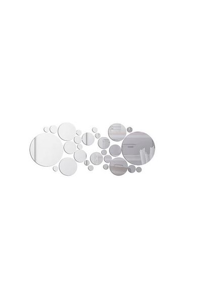 OEM Set de 30 de oglinzi decorative din sticlă acrilică, pentru design interior, model rotund, argintii
