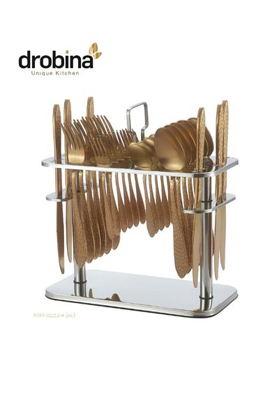 drobina Dropina 30-Piece Stainless Steel Spoon Set with Stand, Matte Bronze