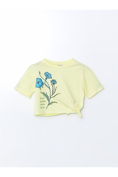 LC Waikiki New Season Crew Neck Floral Girl's T-Shirt - S5Jd01Z4
