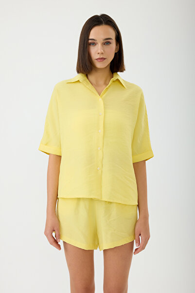 Sevilen Tekstil Yarasa Kol Kısa Kollu Modal Gömlek