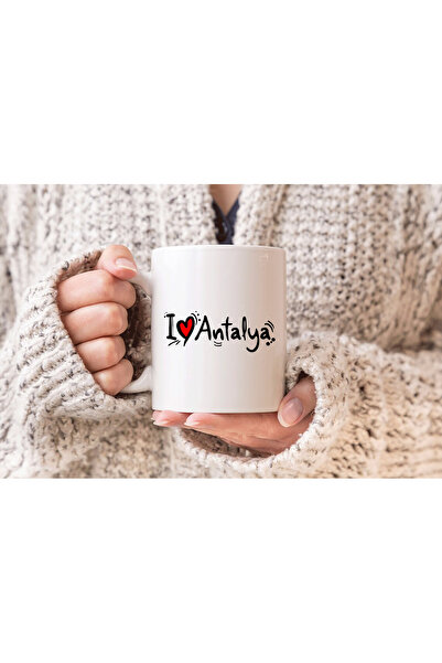 MODA كوب بورسلين مطبوع عليه هدية أنا أحب أنطاليا