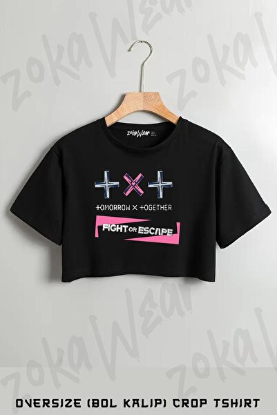 ZOKAWEAR Tricou oversize cu imprimeu Txt Fight Or Escape