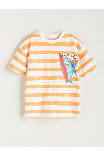 LC Waikiki Ecru Crew Neck Boy's T-Shirt