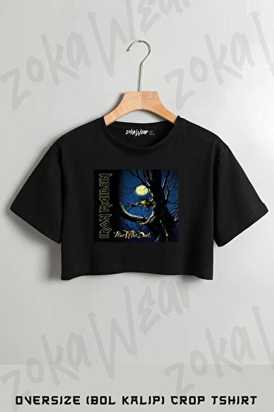 ZOKAWEAR Μπλουζάκι Iron Maiden Fear με στάμπα Oversize Crop