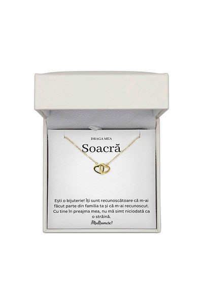 The Jewel Heart Bijuterie Elegantă Pentru Soacră Colier Din Argint 925 Placat cu Aur, Mesaj Emoționant, Cutie Cu LED