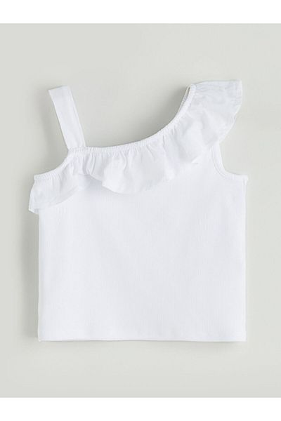 LC Waikiki Tricou pentru fete cu volan drept cu gât barcă sezon nou - S5I266Z1