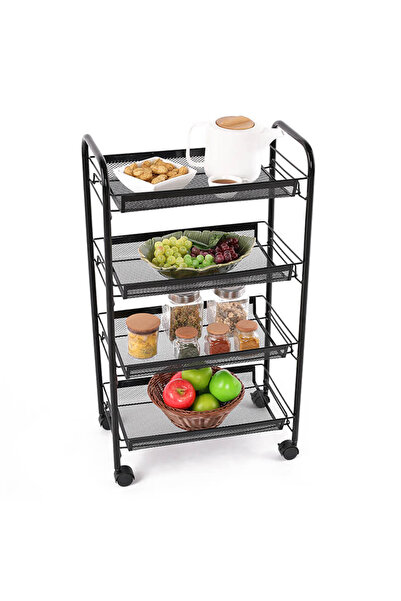 Decorer Cărucior de servire din metal negru Myris 48x27x84 cm