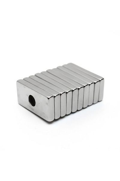 OEM Strong neodymium block magnet 20 mm x 10 mm x 3 mm with 4 mm diameter mounting hole