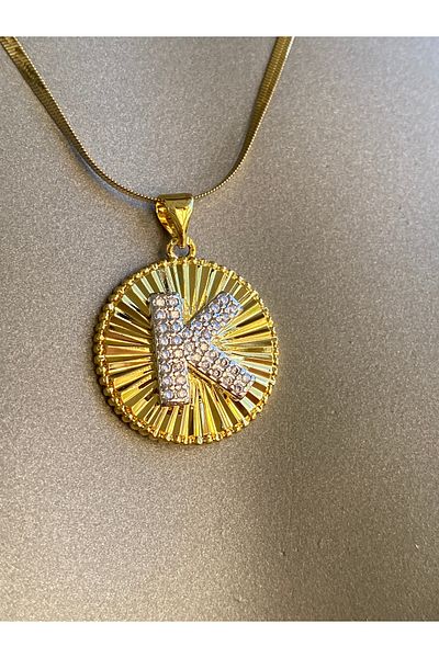Lucios Letter K Stainless Steel Necklace 40+5 cm