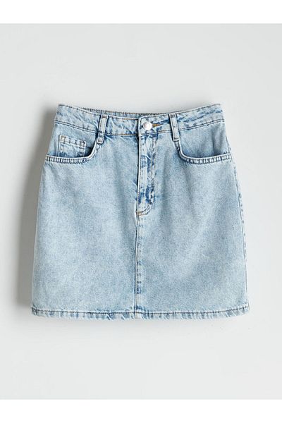 LC Waikiki Fusta de jeans pentru fetiță, cu talie ajustabilă, elastică, sezon nou - S5LB68Z4