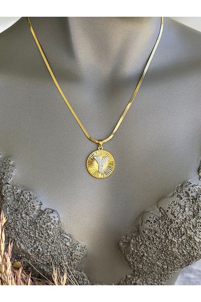 Lucios Letter Y Stainless Steel Necklace 40+5 cm