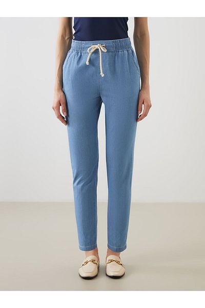 LC Waikiki New Season Elastic Waist Paperbag Women's Jean Trousers - S5Gn61Z8