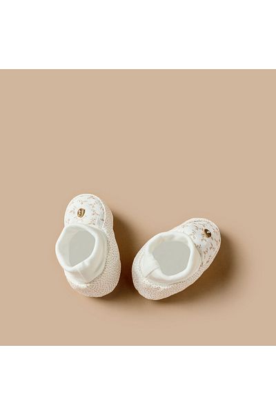 giggles Printed Booties with Button Detail