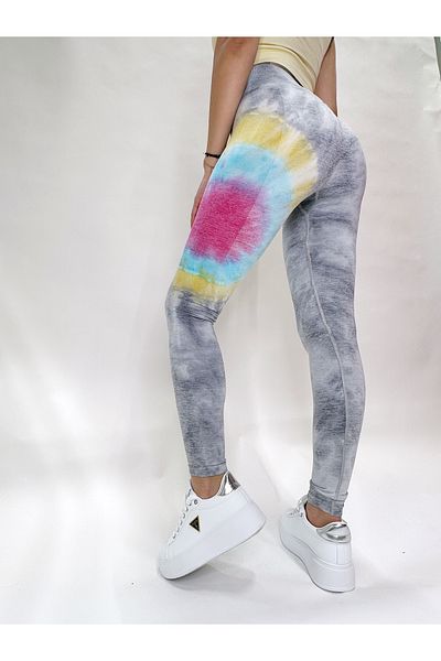 IFASTFASHION Colanți vopsiți în stil Tie-Dye cu talie înaltă pentru femei – Croială elastică fără cusături, Imprimeu colorat, Ținute sport și casual