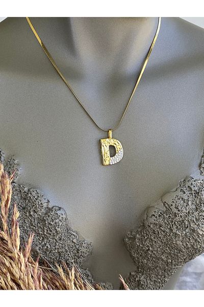 Lucios Letter D Stainless Steel Necklace 40+5 cm