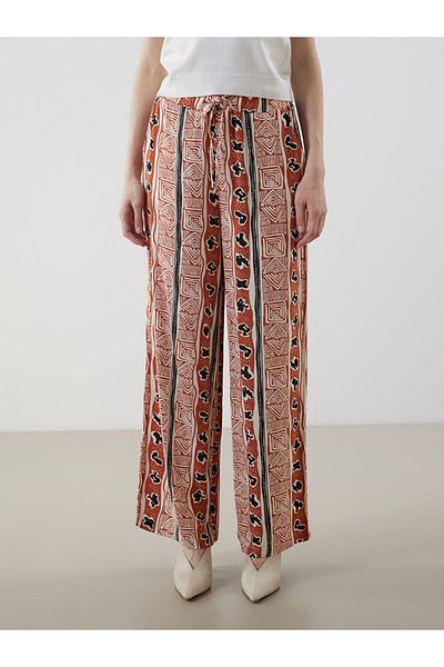 LC Waikiki New Season Elastic Waist Patterned Wide Leg Women's Trousers - S5M717Z8