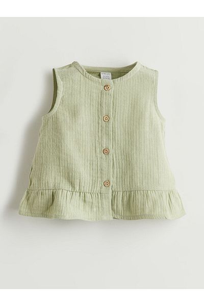 LC Waikiki New Season Crew Neck Muslin Baby Girl Blouse and Shorts Set of 2 - S5J965Z1