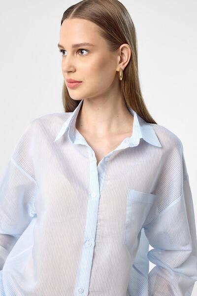 Antioch Blue Relax Fit Striped Long Sleeve Women's Shirt