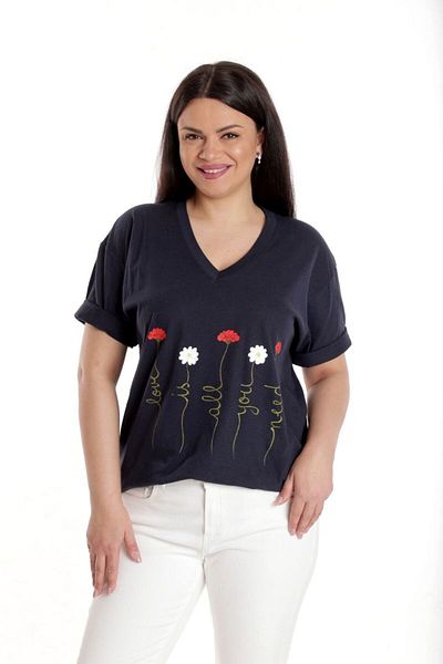 Eranthe Bluza Dama, Bleumarin cu Pictura Murala II