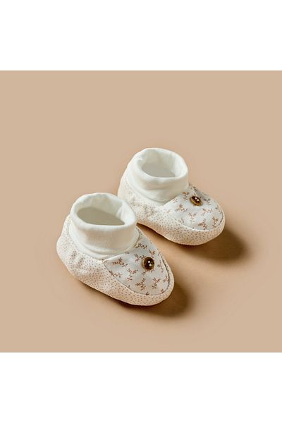 giggles Printed Booties with Button Detail