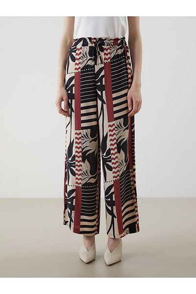 LC Waikiki New Season Elastic Waist Patterned Wide Leg Women's Trousers - S5M717Z8