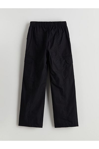 LC Waikiki Black Elastic Waist Girl's Cargo Pants