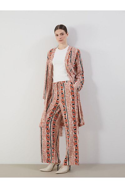 LC Waikiki New Season Elastic Waist Patterned Wide Leg Women's Trousers - S5M717Z8