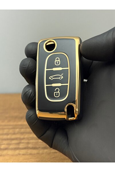 Mavi Keys Husa pentru telecomandă din silicon cu 3 butoane pentru Peugeot Partner 307 207 308 5008 Citroën Berlingo C2 C3 C4, neagră