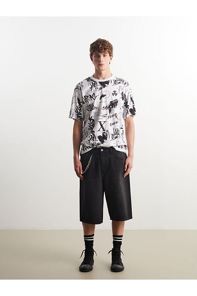 LC Waikiki Tricou pentru bărbați din bumbac pieptănat imprimat cu gât crew de sezon nou - S5EI43Z8