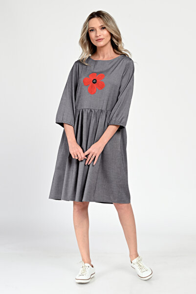 Eranthe Γυναικείο Φόρεμα Μεσαίου Μεγέθους, Casual, Γκρι V307