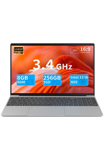 VisionHub Ultra-Performant Laptop 15.6" IPS FHD, Intel N95 (12th Gen) up to 3.4GHz, 8GB RAM, 256GB SSD