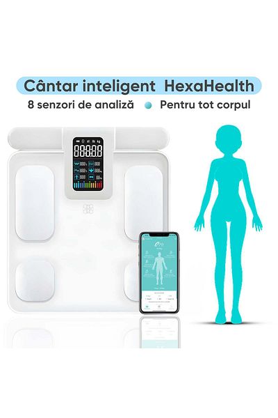 HexaCraft Smart Scale, HexaHealth, Professional, 28 body indices, White
