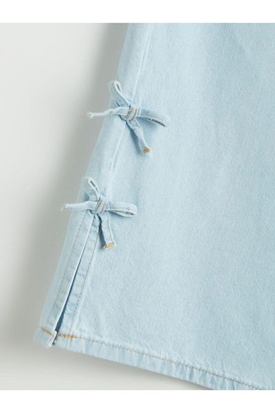 LC Waikiki New Season Elastic Waist Bow Detailed Girls Jean Capri - S5L232Z4