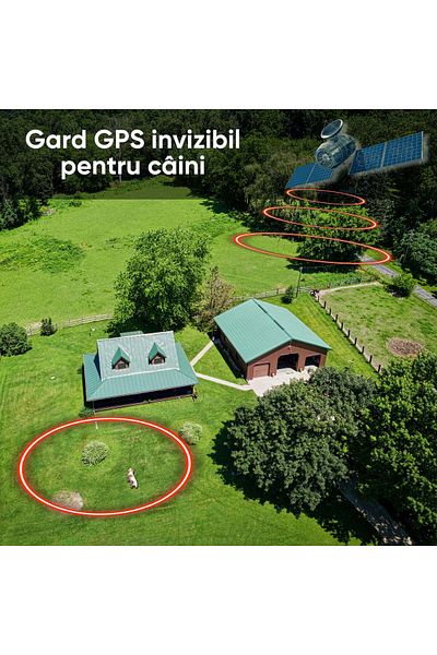 HexaCraft Gard invizibil wireless pentru DRESAJ, 3000m, pentru toate tipurile de câini, GPS, HexaCraft