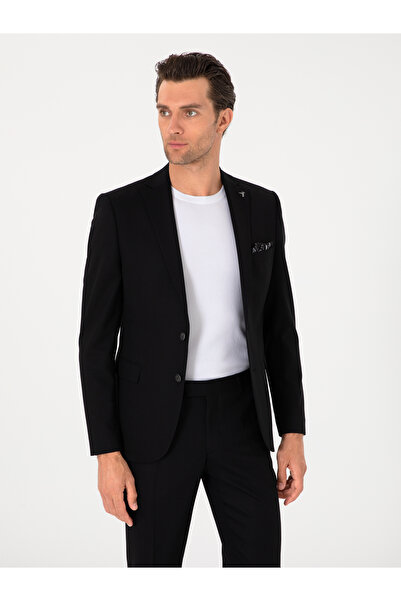 Cacharel Black Slim Fit Wool Blend Jacket 50314630-Vr046