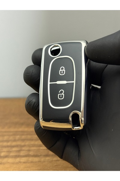 Mavi Keys Pentru Peugeot Partner 307 207 308 5008 Citroën Berlingo C2 C3 C4 Husă din silicon cu 2 butoane pentru telecomandă Negru Argintiu