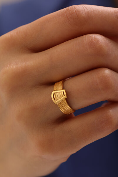 YAVUZ KUYUMCULUK 14 Ayar Altın V Kesim Trabzon Hasır Yüzük