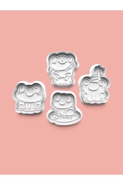 AKTASTORE قالب بسكويت على شكل ضفدع وقالب عجينة السكر مجموعة من 4 قطع 0550-set