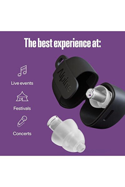 Alpine PartyPlug Pro Kulak Tıkaçları 21 dB Gürültü Engelleme, Yüksek Ses Kalitesi, 3 Boy