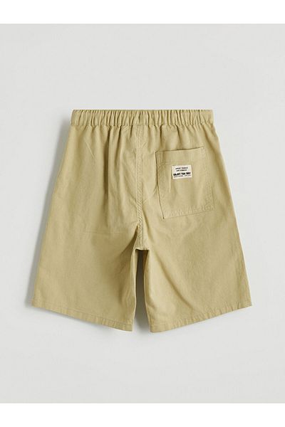LC Waikiki Light Khaki Elastic Waist Linen Blend Boy's Shorts