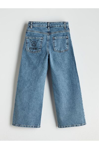 LC Waikiki Lcw Printed Girl's Jean Pants with Adjustable Elastic Waist Fast Fashion
