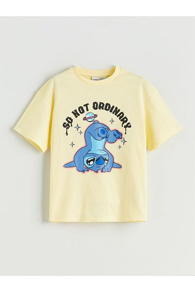 LC Waikiki Sari Crew Neck Stitch Printed Girl's T-Shirt